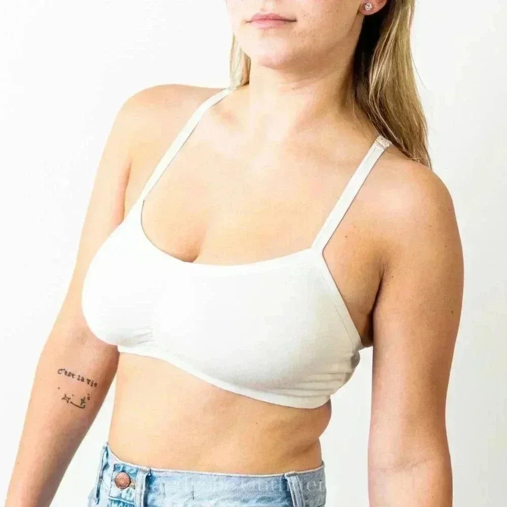 White Frilly Lace Racerback Bralette - Picture 2 of 4